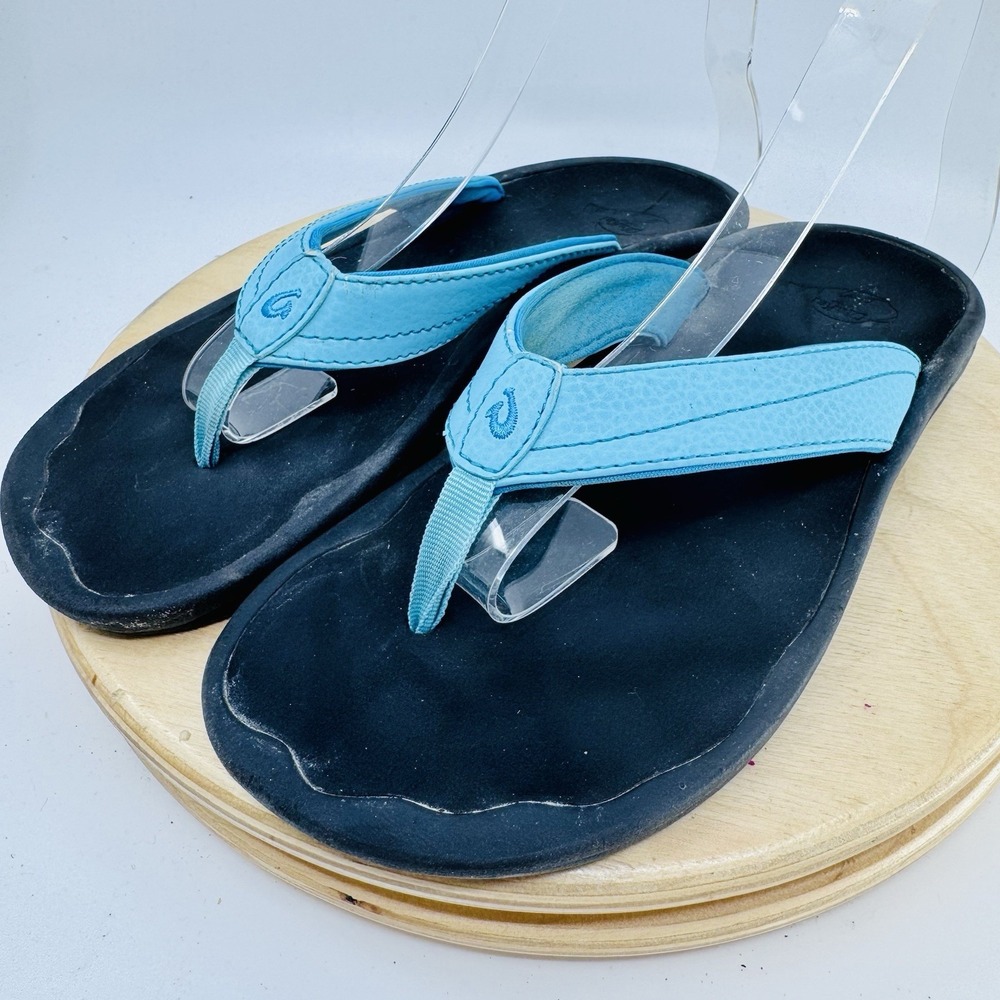 OluKai Ohana Sandals Womens 6 Turquoise Blue Flip Flop Beach Slip On Shoes